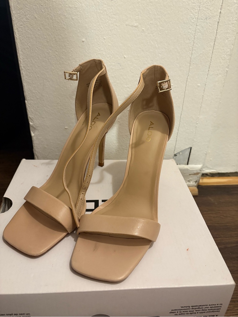ALDO Beige Nude Ankle-Strap Stiletto Sandals